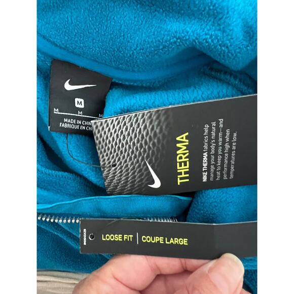 Nike Quarter Zip Fleece Jacket Turquoise Blue M - Picture 8 of 11